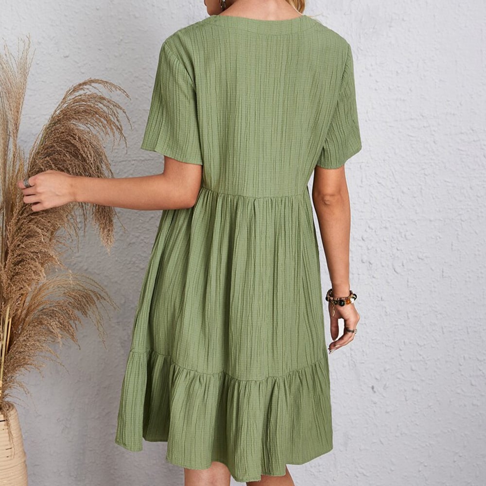 👗💃Vintage női pamut V-nyakú ruha