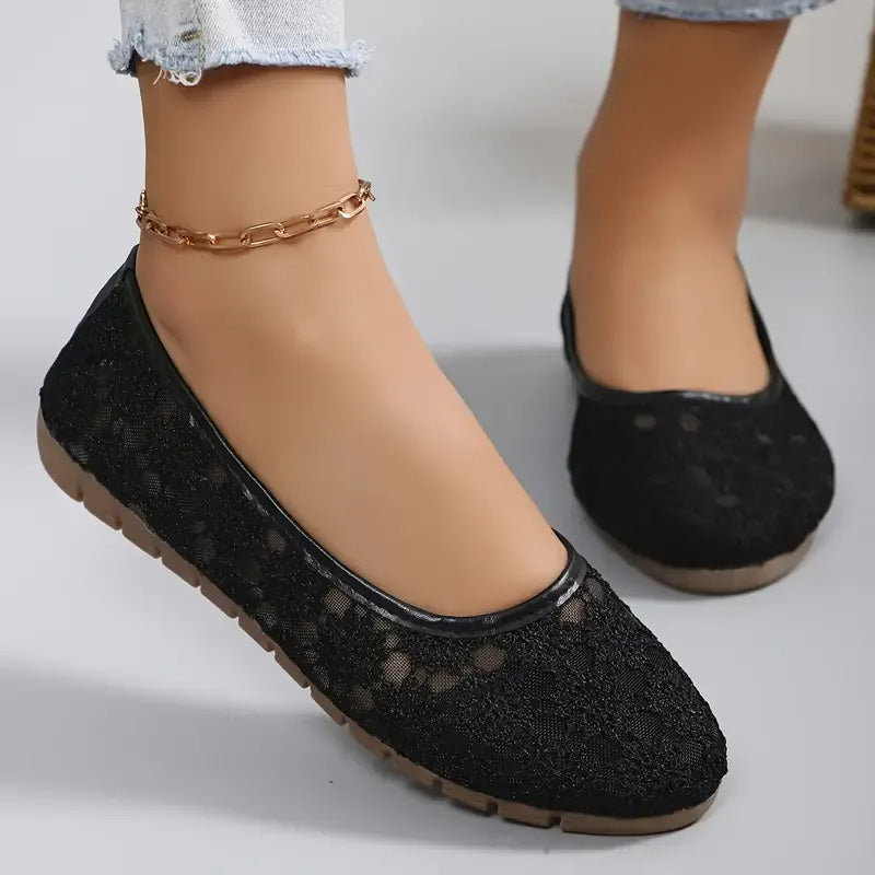 ✨Stílusos, kerek orrú, lapos, nyomtatott hálós cipő👟 Lépj be a stílusba és a kényelembe!🌟
